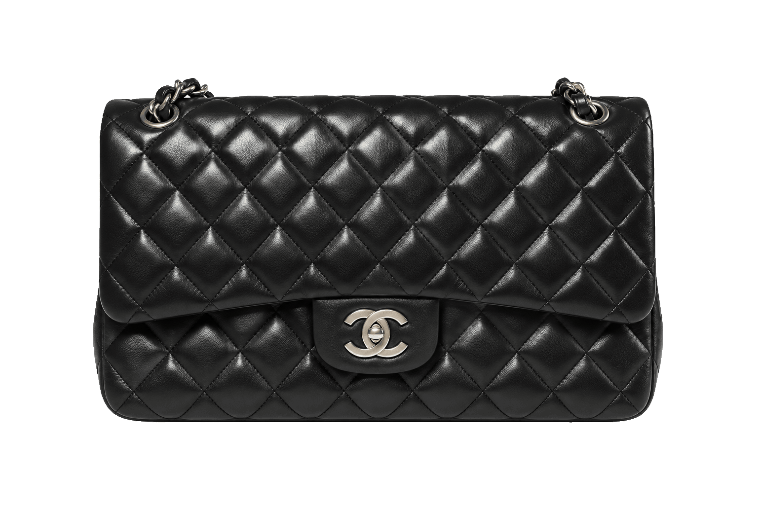 Sort quiltet Chanel Jumbo Double Flap-taske, illustration